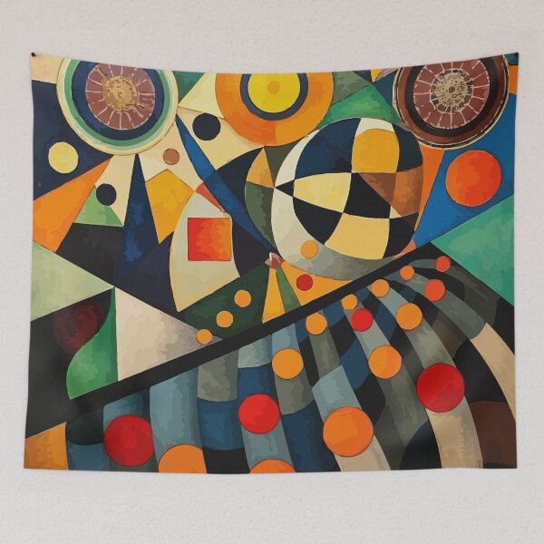 Item preview, Colorful Geometric Abstract Art – Retro Circles & Shapes Modern Bauhaus Style Design designed and sold by RidaSalArt.