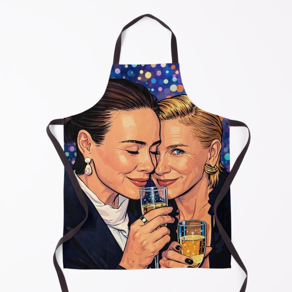 Item preview, Friends Naomi Watts and Sarah Paulson drinking champagne (fan art) designed and sold by PopCultureAndStuff.
