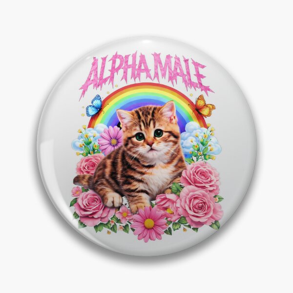 Item preview, Alpha Male Funny Kitten Rainbow Floral designed and sold by gear-posters.