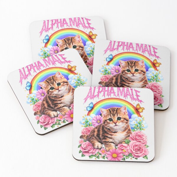 Item preview, Alpha Male Funny Kitten Rainbow Floral designed and sold by gear-posters.