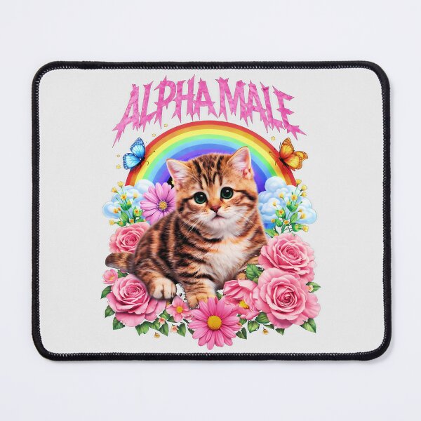 Item preview, Alpha Male Funny Kitten Rainbow Floral designed and sold by gear-posters.