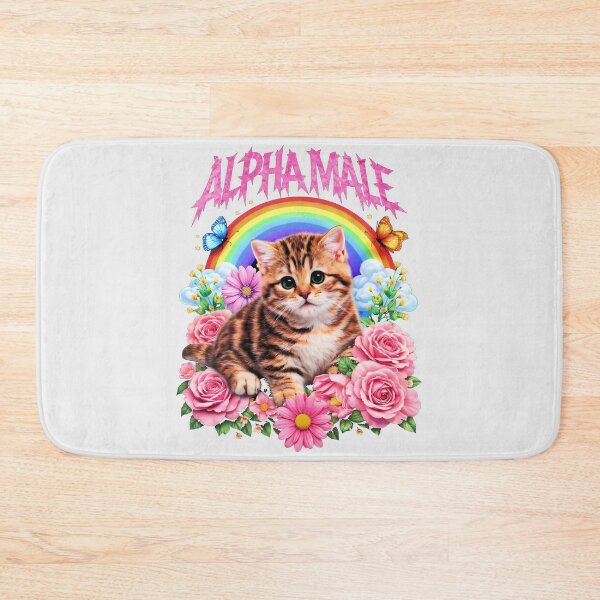 Item preview, Alpha Male Funny Kitten Rainbow Floral designed and sold by gear-posters.