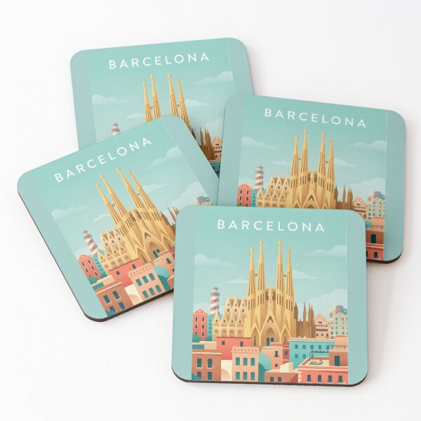 Item preview, Barcelona Sagrada Familia Poster | Spain Travel Illustration | Colorful European City Wall Art designed and sold by Witsprings.