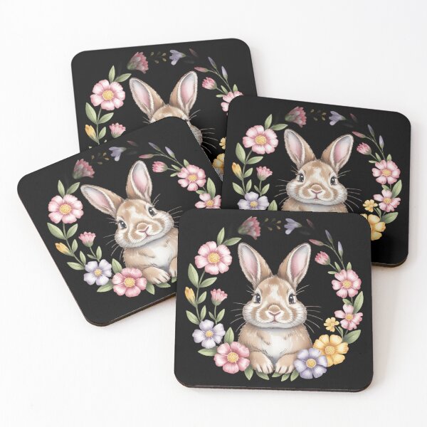 Item preview, Cute Bunny in Floral Wreath – Spring Pastel Rabbit Design designed and sold by SoftStyleStudio ⭐⭐⭐.