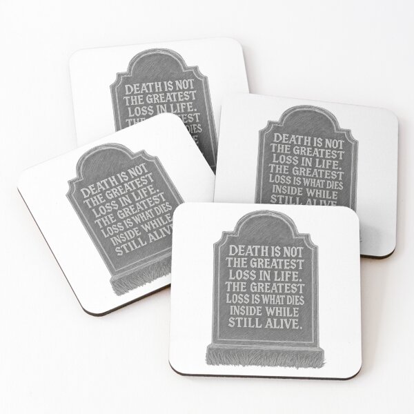 Item preview, Tupac Shakur Inspirational Quote Tombstone Art – “Death Is Not the Greatest Loss in Life” Black & White Sketch Design designed and sold by Donsean22.