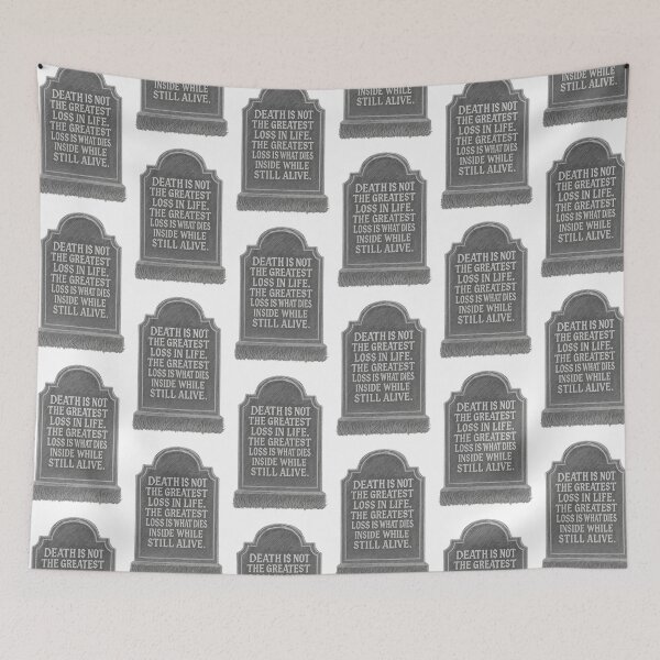 Item preview, Tupac Shakur Inspirational Quote Tombstone Art – “Death Is Not the Greatest Loss in Life” Black & White Sketch Design designed and sold by Donsean22.