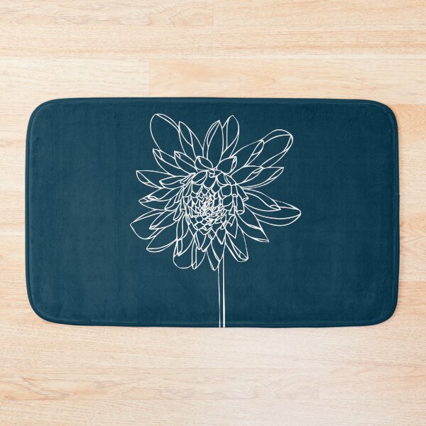 Item preview, Dahlia Flower, Line Drawing Symmetric Minimalist Aesthetic Natural Design Midnight Blue designed and sold by SWSandraWechner.