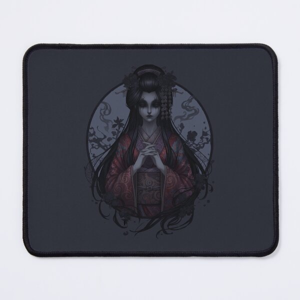 Item preview, Dark Japanese Yokai Girl – Gothic Geisha Spirit Circle Illustration designed and sold by LavinyArt.