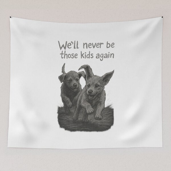 Item preview, Frank Ocean Quote Puppy Sketch – “We’ll Never Be Those Kids Again” Black & White Minimalist Dog Illustration designed and sold by Donsean22.