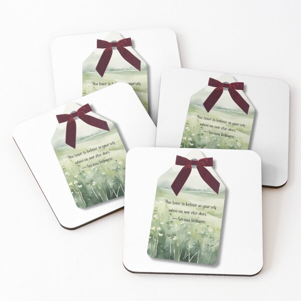 Item preview, Serena Williams Inspirational Quote Gift Tag – Believe in Yourself Watercolor Wildflower Meadow Tag with Velvet Bow designed and sold by Darcy'sArtfortheHeart.