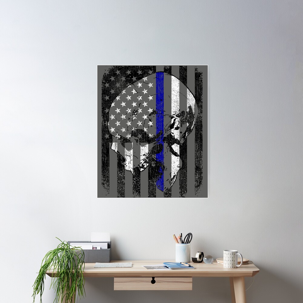 Thin Blue Line Vehicle Thin Blue Line American Flag Decal - Police Support Vinyl Sticker For Vehicles & Windows (2.26x4 In) Portable Wheeled Cart - Foto 2