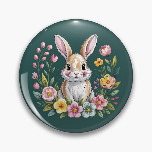 Item preview, Cute Bunny With Spring Flowers – Pastel Floral Rabbit Design designed and sold by SoftStyleStudio ⭐⭐⭐.