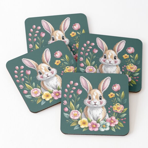 Item preview, Cute Bunny With Spring Flowers – Pastel Floral Rabbit Design designed and sold by SoftStyleStudio ⭐⭐⭐.
