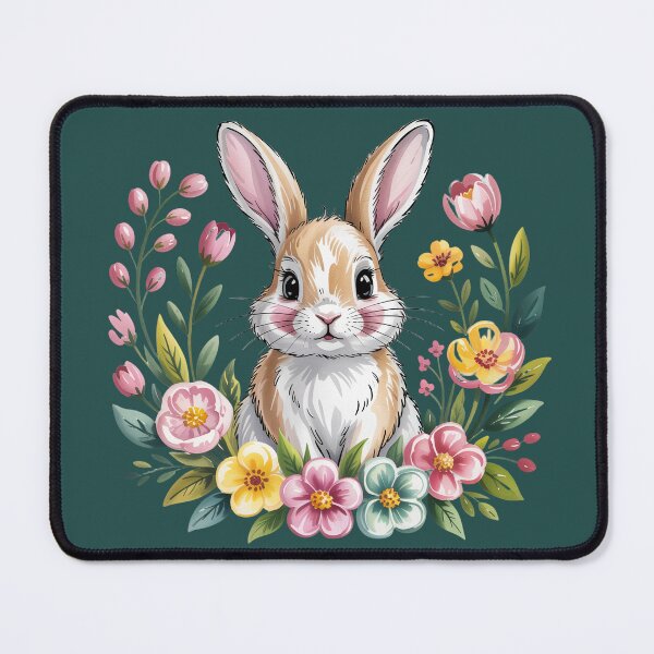 Item preview, Cute Bunny With Spring Flowers – Pastel Floral Rabbit Design designed and sold by SoftStyleStudio ⭐⭐⭐.