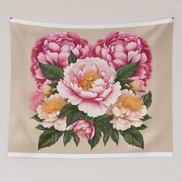 Item preview, Pink Peony Heart Bouquet Botanical Illustration designed and sold by CASASIS_MERCH.
