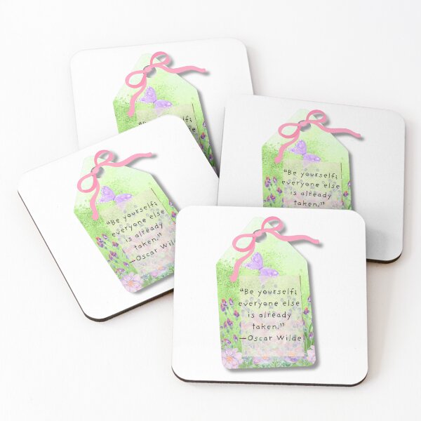 Item preview, Oscar Wilde Inspirational Quote Gift Tag – Be Yourself Watercolor Floral Butterfly Tag with Pink Bow designed and sold by Darcy'sArtfortheHeart.