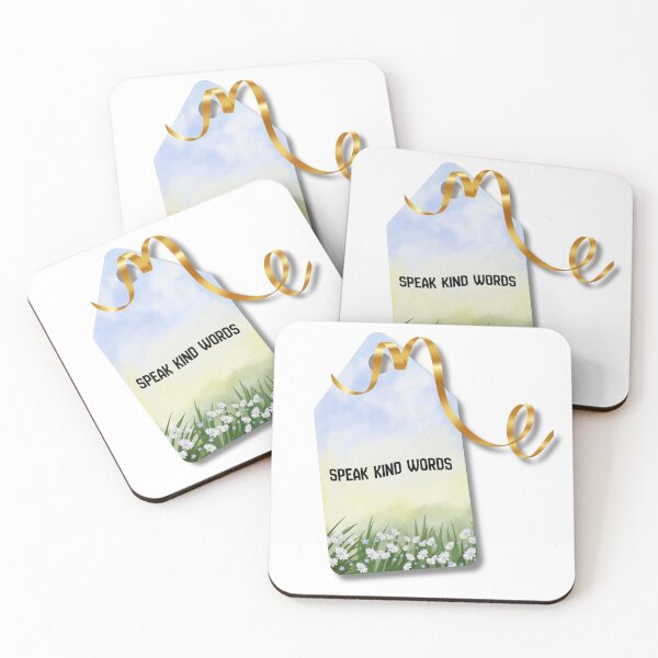 Item preview, SEO Title: Speak Kind Words Inspirational Gift Tag – Watercolor Daisy Meadow Sky Tag with Gold Curling Ribbon designed and sold by Darcy'sArtfortheHeart.