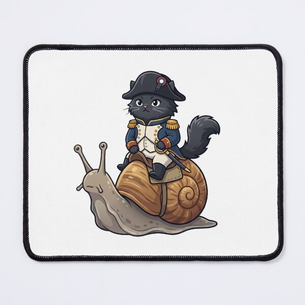 Item preview, Cute Napoleonic Cat Riding Snail Illustration with Sword designed and sold by Kvarny.