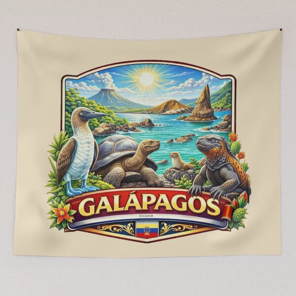 Item preview, Galápagos Islands - Giant Tortoise & Blue-Footed Booby designed and sold by Myra365Art.