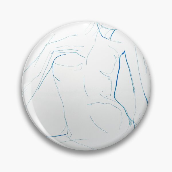 Item preview, Seated Figure Study — Minimalist Blue Ink Contour Line Drawing designed and sold by essentialink.