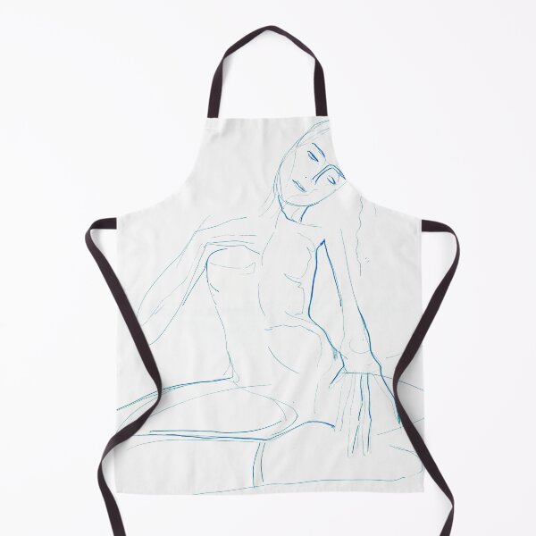 Item preview, Seated Figure Study — Minimalist Blue Ink Contour Line Drawing designed and sold by essentialink.