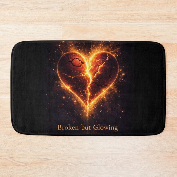 Item preview, Glowing Broken Heart | Fiery Flames on Black designed and sold by Rawafi Art Studio.