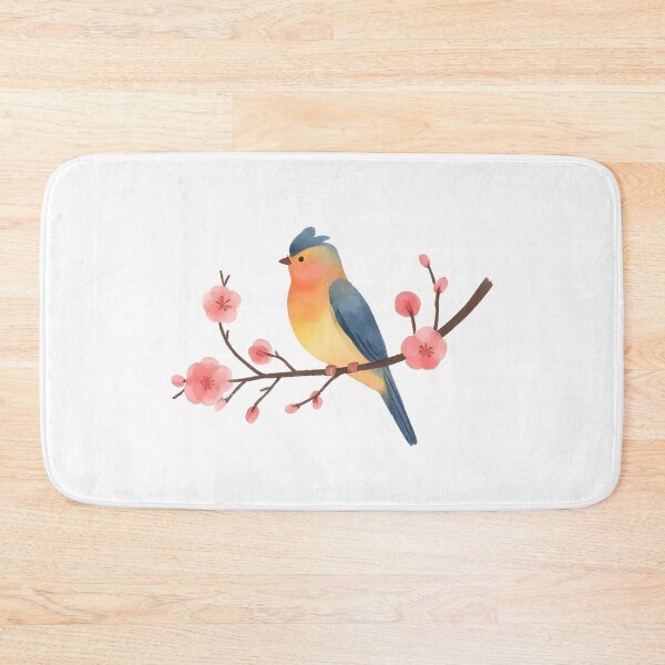 Item preview, Watercolor Bird on Branch with Pink Blossom  designed and sold by silviaol.