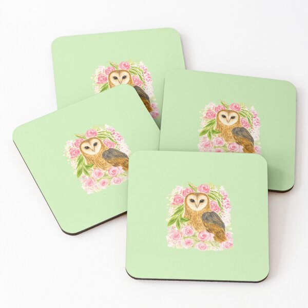 Item preview, Cute Owl with Flowers Watercolor Illustration designed and sold by Verdaire.