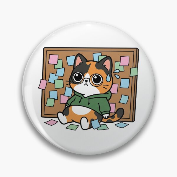 Item preview, Kawaii Tortoiseshell Cat Confused Overthinking Funny Indecisive Sticky Notes Shirt designed and sold by Inna Myrien.