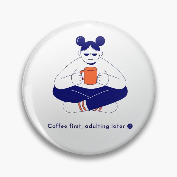 Item preview, Coffee first, adulting later - Fun sticker with girl and cup designed and sold by IB-design.