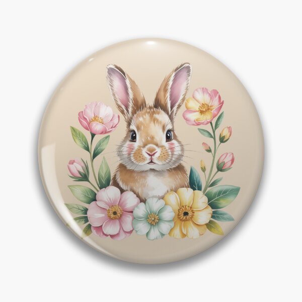 Item preview, Watercolor Bunny With Spring Flowers – Cute Pastel Rabbit Design designed and sold by SoftStyleStudio ⭐⭐⭐.