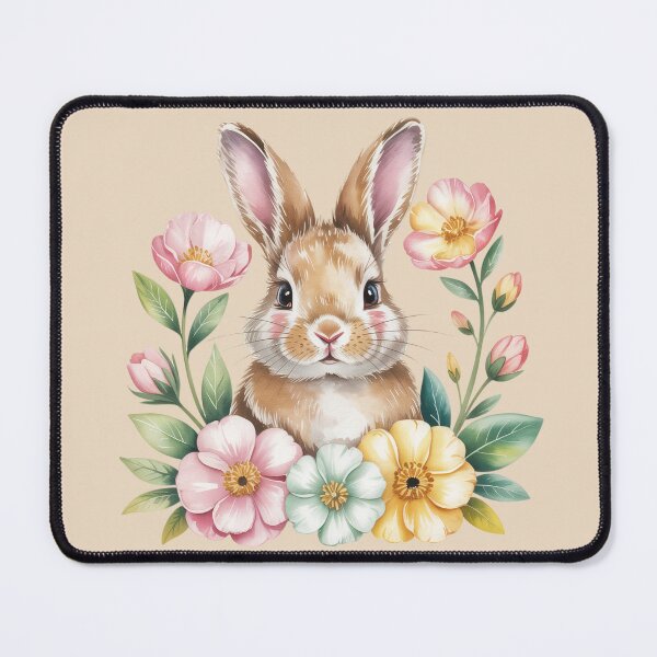 Item preview, Watercolor Bunny With Spring Flowers – Cute Pastel Rabbit Design designed and sold by SoftStyleStudio ⭐⭐⭐.