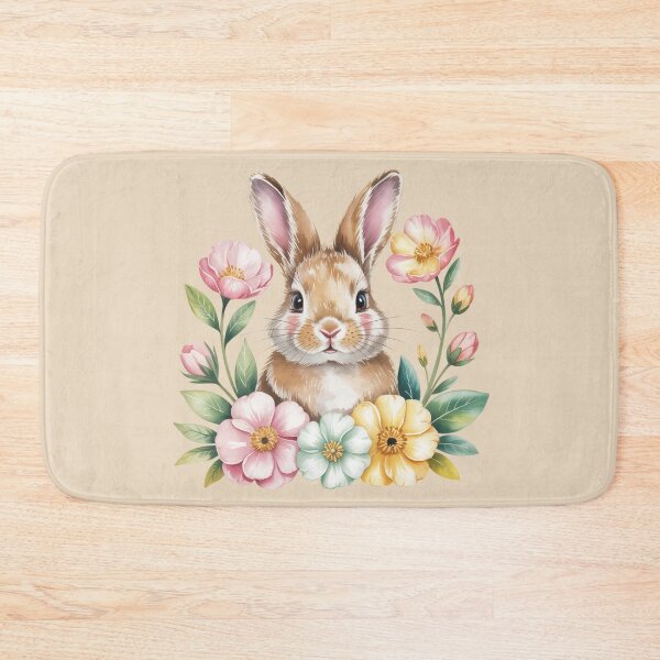 Item preview, Watercolor Bunny With Spring Flowers – Cute Pastel Rabbit Design designed and sold by SoftStyleStudio ⭐⭐⭐.