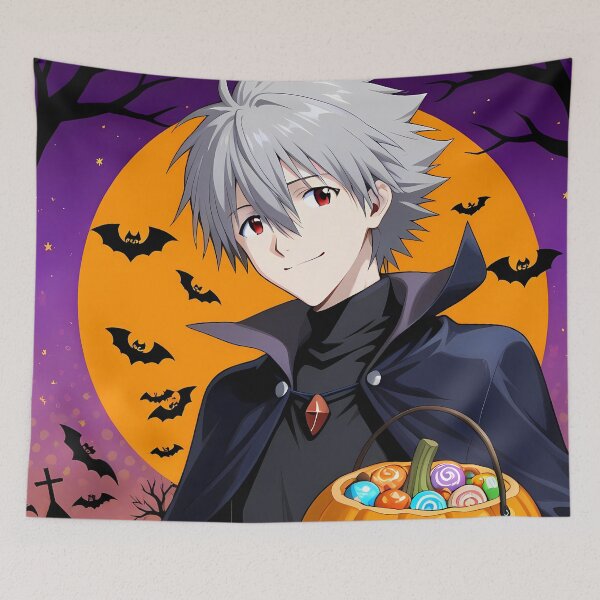 Item preview, Kaworu Nagisa Neon Genesis Evangelion Anime Halloween Vampire Pumpkin designed and sold by mildaclairmo.