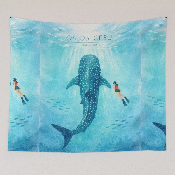 Item preview, Oslob Cebu Whale Shark Poster | Philippines Diving Illustration | Ocean Travel Wall Art designed and sold by Witsprings.