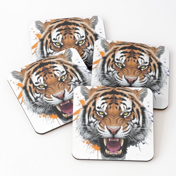 Item preview, Roaring Tiger Face Sticker – Wild Animal Street Art Design designed and sold by Mojbin.