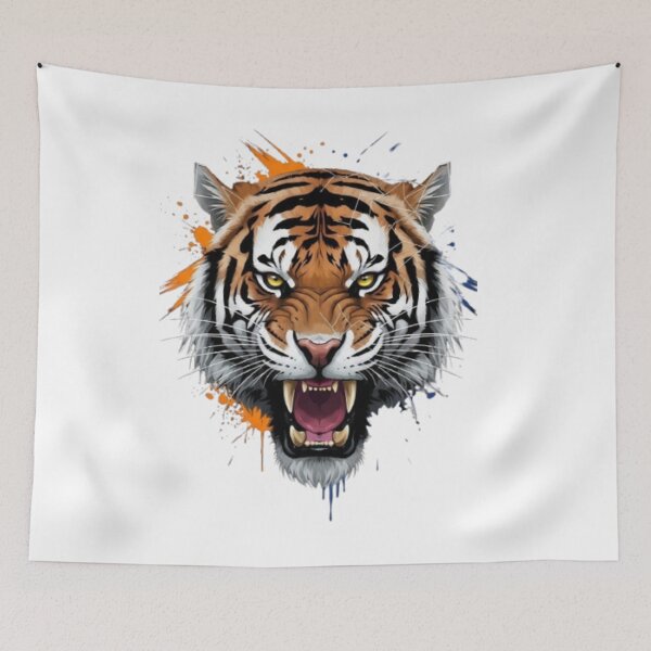 Item preview, Roaring Tiger Face Sticker – Wild Animal Street Art Design designed and sold by Mojbin.