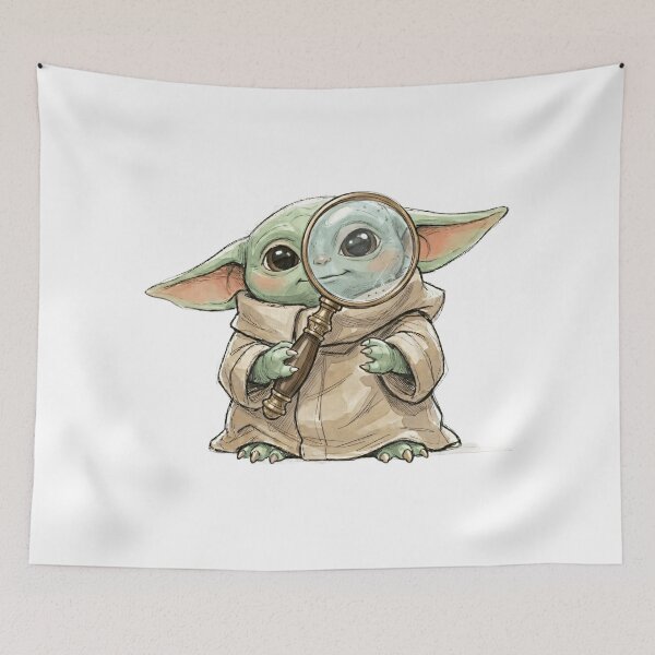 Item preview, BABY YODA WITH ANTIQUE MAGNIFYING GLASS designed and sold by LIS AND MELIVERSO.