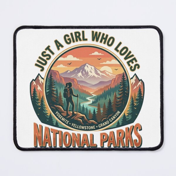 Item preview, Just A Girl Who Loves National Parks | Vintage Hiking Badge designed and sold by Wear Sculpt.