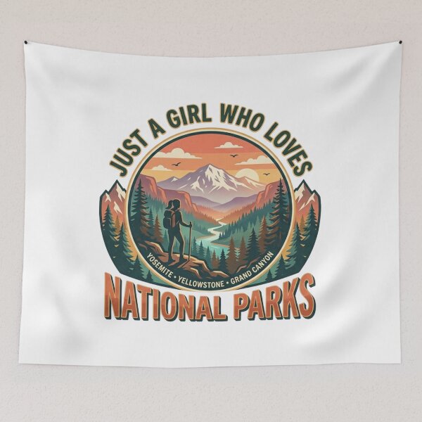 Item preview, Just A Girl Who Loves National Parks | Vintage Hiking Badge designed and sold by Wear Sculpt.