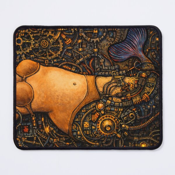 Item preview, Outsider steampunk mermaid with mechanical details and industrial background designed and sold by busurman.