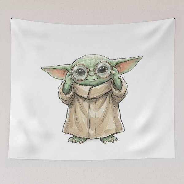 Item preview, BABY YODA WITH ROUND VINTAGE GLASSES designed and sold by LIS AND MELIVERSO.