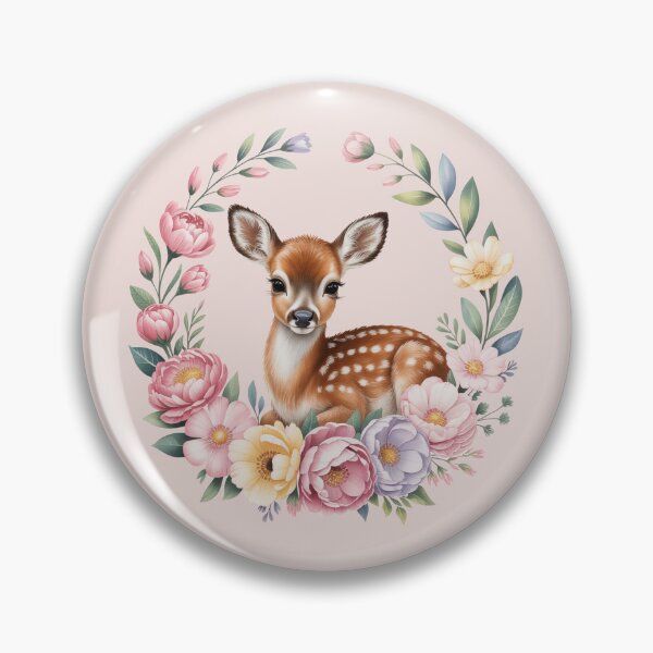 Item preview, Cute Baby Deer in Floral Wreath – Pastel Spring Fawn Design designed and sold by SoftStyleStudio ⭐⭐⭐.