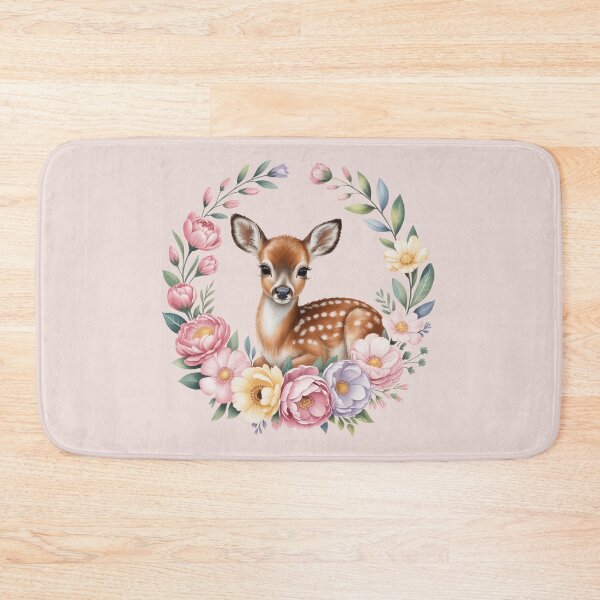 Item preview, Cute Baby Deer in Floral Wreath – Pastel Spring Fawn Design designed and sold by SoftStyleStudio ⭐⭐⭐.