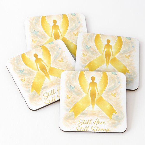 Item preview, Yellow Ribbon Still Here Still Strong Cancer Awareness Survivor Support Design designed and sold by Endthedisease.