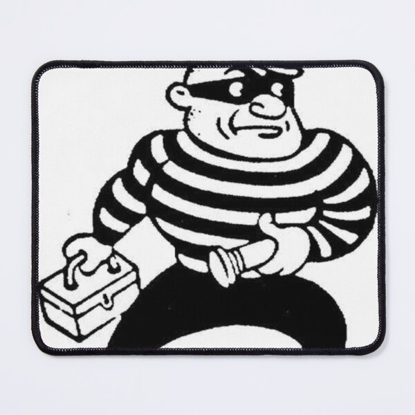 Item preview, Funny Cartoon Robber Graphic Tee | Vintage Black & White Thief Illustration | Streetwear Aesthetic Shirt designed and sold by EssentialsWear.