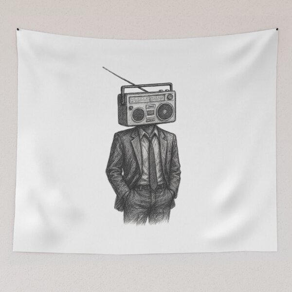 Item preview, Radiohead Surreal Sketch – Man in Suit with Radio Head Black & White Minimalist  designed and sold by Donsean22.