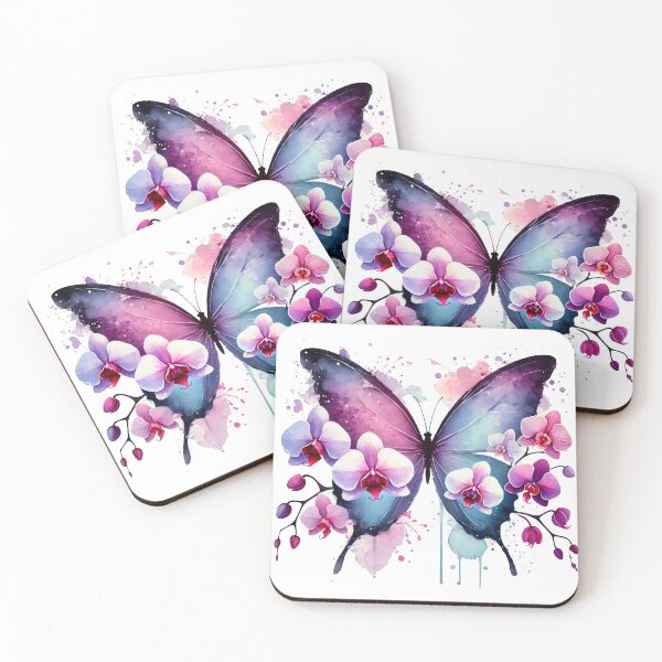 Item preview, Pink Blue Orchid Butterfly  Silhouette Wings Shapes Mania designed and sold by Shapes-Mania.