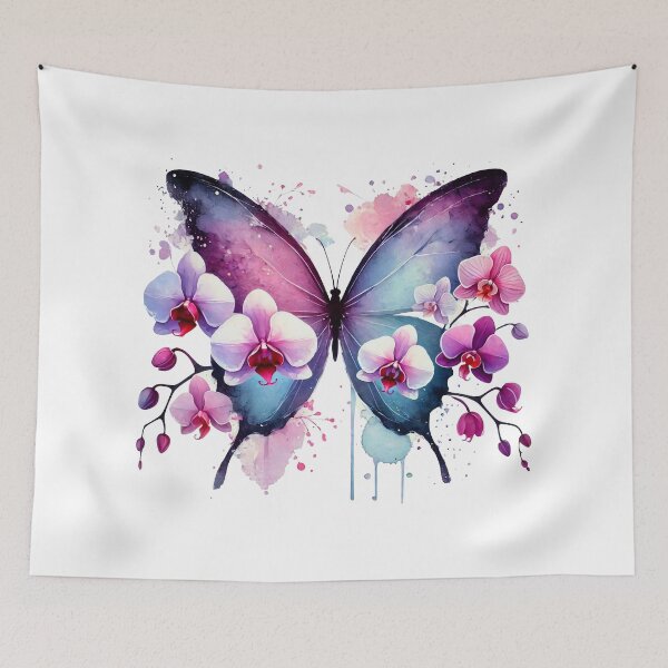 Item preview, Pink Blue Orchid Butterfly  Silhouette Wings Shapes Mania designed and sold by Shapes-Mania.