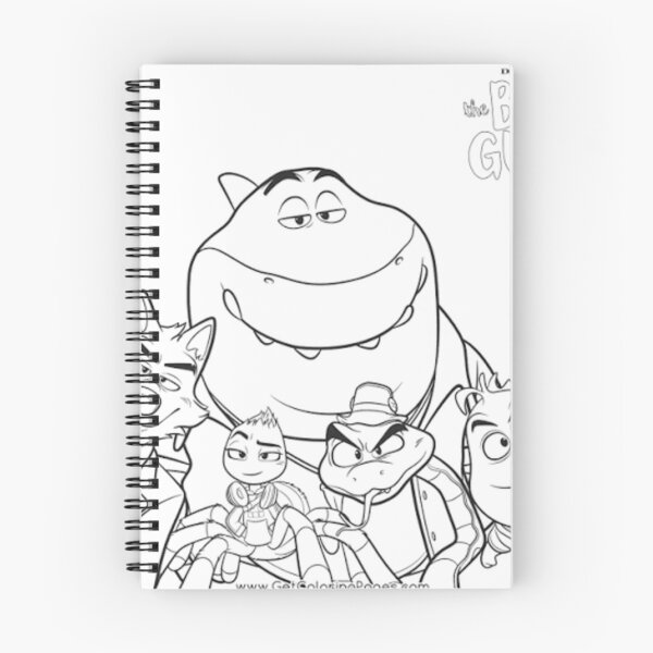 Item preview, “The Bad Guys Cartoon Coloring Page – Funny Animal Gang Illustration (Wolf, Snake, Shark, Piranha, Tarantula)” designed and sold by EssentialsWear.